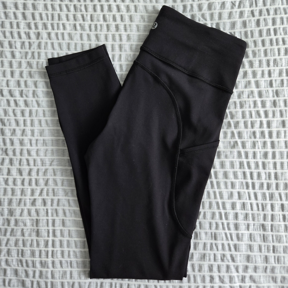 Lululemon Invigorate Leggings 25 Black Everlux Pockets Size 4